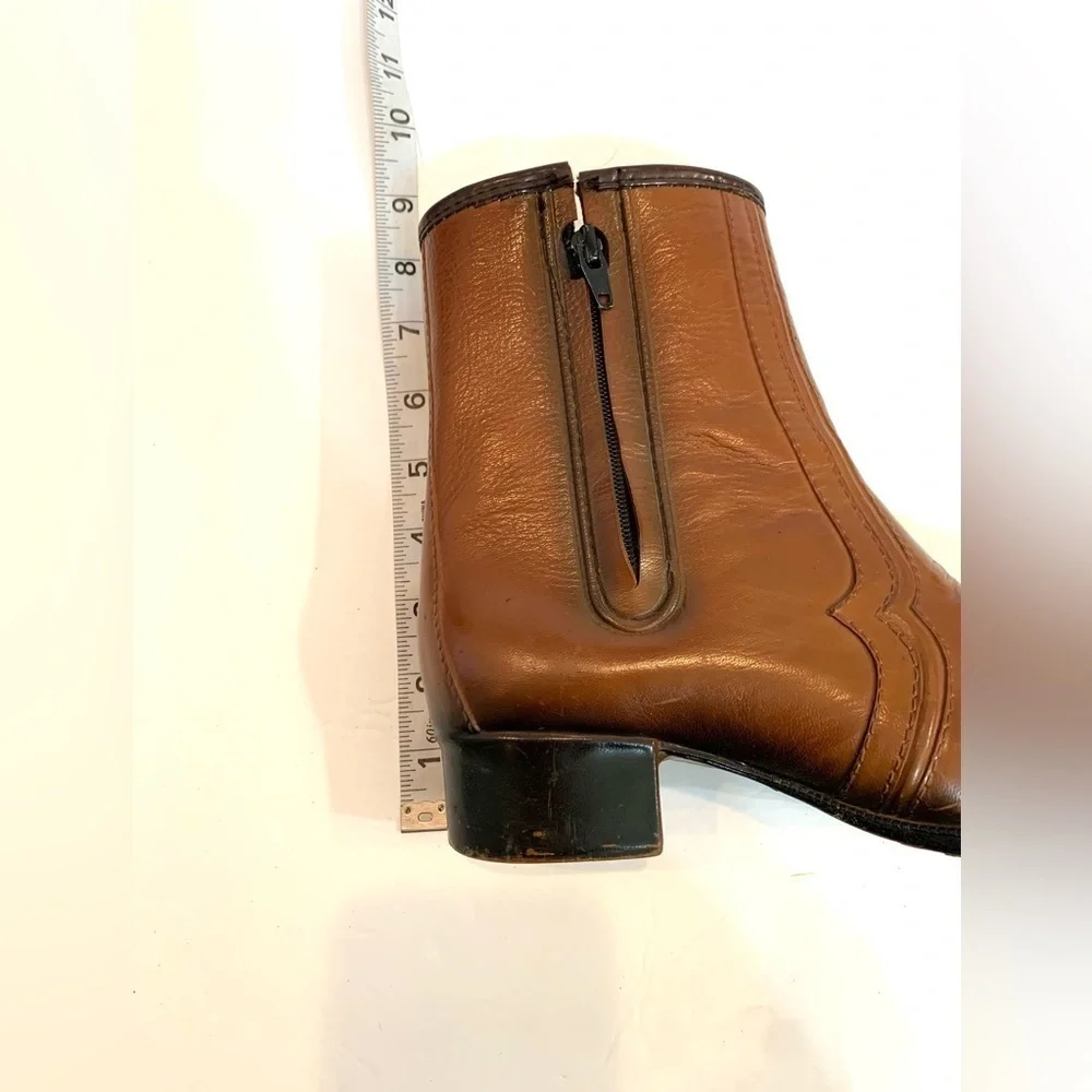 1970’s Women’s Vintage Brown Zip Ankle Booties Boots Sz 7